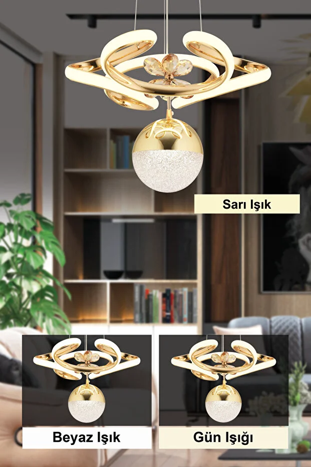 Dreon Gold 3 Renk Kumandalı Led Lüx Ledli Avize